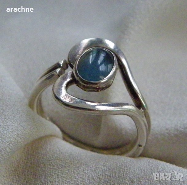 Сребърен пръстен с аквамарин, снимка 1
