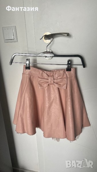 Розова кожена къса пола Contrast, снимка 1