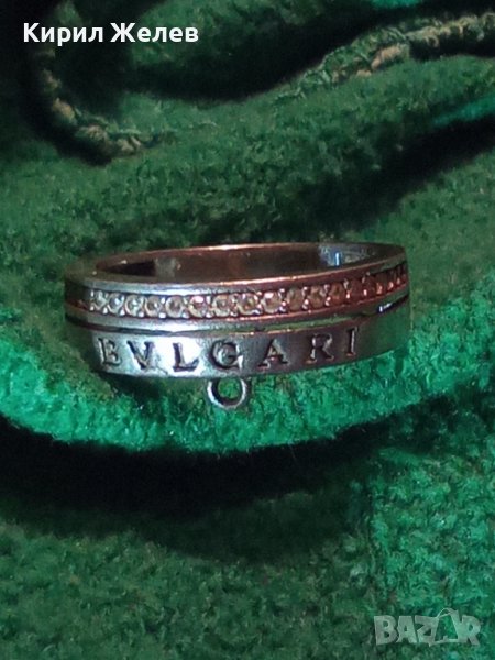 BVLGARI МАРКОВ СРЕБЪРЕН СКЪПОЦЕНЕН ПРЪСТЕН МАТИРАНО СРЕБРО 925 БУЛГАРИ с ФАСЕТИРАНИ ЦИРКОНИ 28720, снимка 1