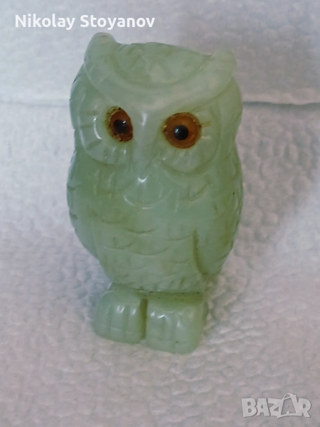Фигурка на сова от нефрит, снимка 1