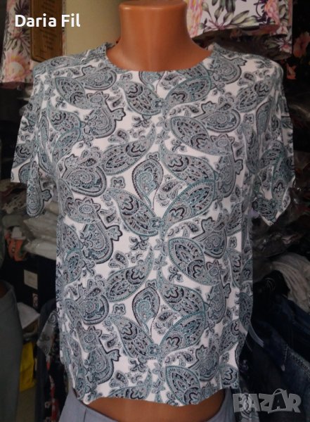 Блуза/риза в синьо-зелен пейсли принт, снимка 1