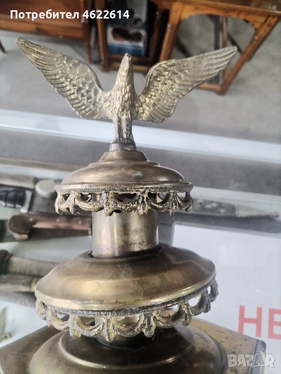 МНОГО КРАСИВ БРОНЗОВ ФЕНЕР С ОРЕЛ , снимка 1