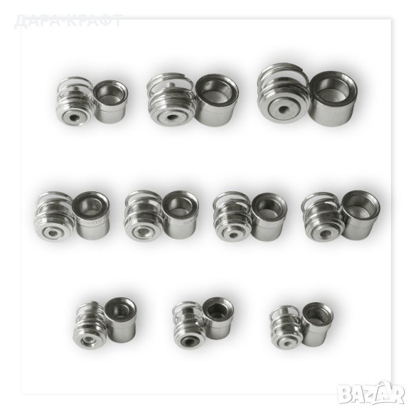 Сет от десет матрици за обличане на копчета, размери от 12мм до 28мм, снимка 1