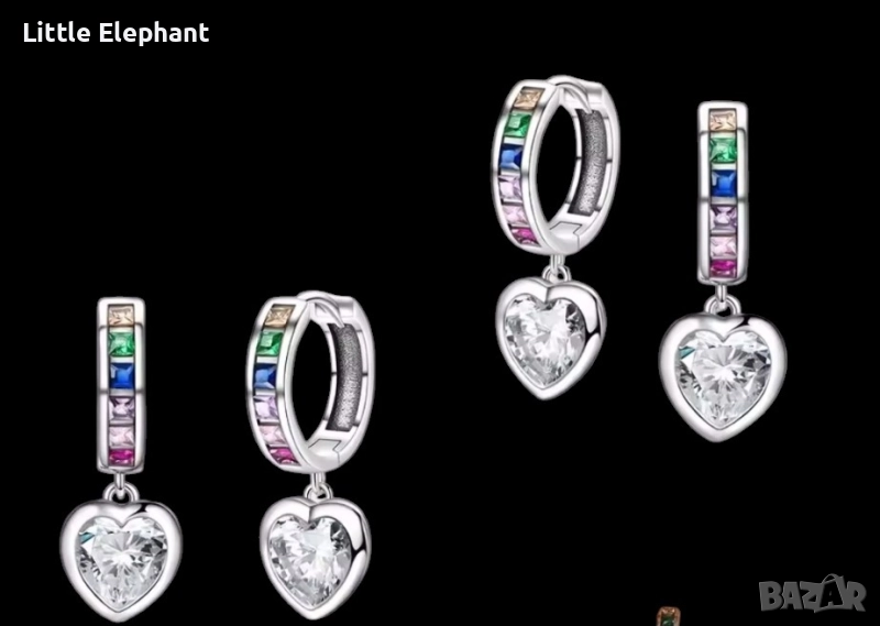 Pre order Сребърни висящи обеци сърца,multicolours",колекция"Hearts",Англия/нови, снимка 1
