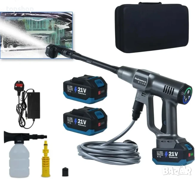 ЧИСТО НОВА, ТЕСТВАНА безжична водоструйка Huhomco UK 200 Bar / 2900 PSI Преносима с 2 батерии..., снимка 1