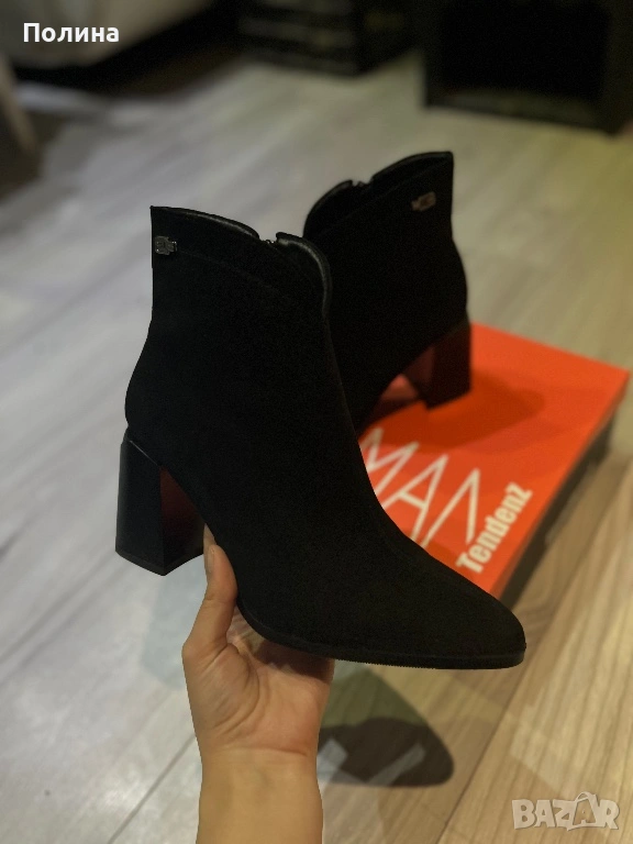 Елегантни черни боти на ток – TendenZ, обувани веднъж, снимка 1