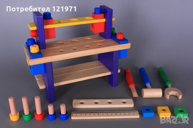 Детска дървена маса с инструменти, снимка 3 - Играчки за стая - 31230452
