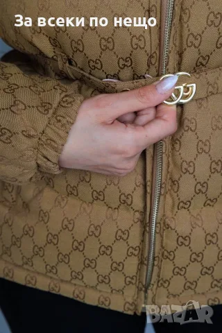 Gucci Дамско Светло Кафяво Зимно Яке С Колан Гучи Код A1856, снимка 5 - Якета - 55908488
