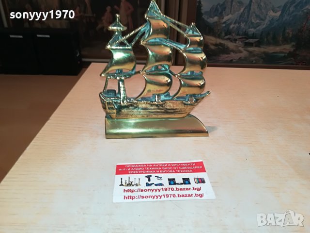 КОРАБ ОТ АНГЛИЯ-МЕД/МЕСИНГ 2305221818, снимка 8 - Антикварни и старинни предмети - 36853838