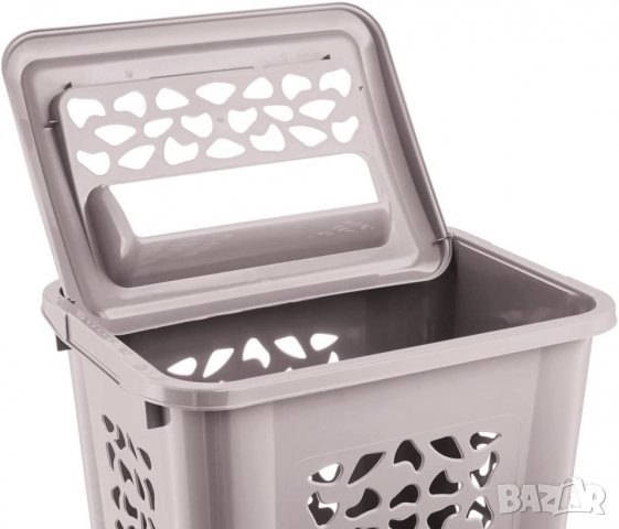 Кош за пране Keeeper с прорез и шарнирен капак, 60л, снимка 3 - Кутии за съхранение - 40233970
