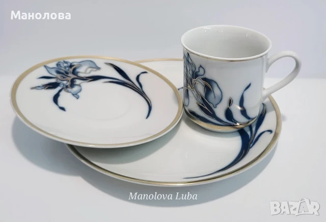 Комплект за кафе , чаша и две чинийки  - Sabina Loučky Чехословакия., снимка 6 - Други ценни предмети - 50637156