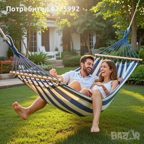 Хамак XXL с възглавница и чанта — максимален комфорт до 250 кг за релакс навън, снимка 9 - Други - 53342297