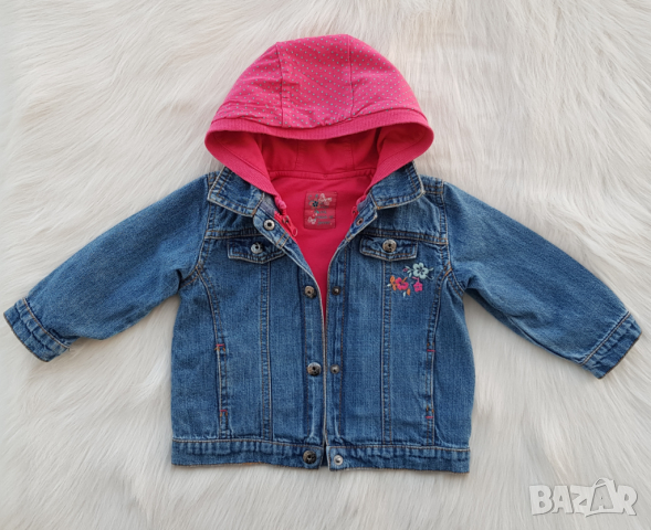  Детско дънково яке с подплата суичър 2в1 размер 9-12 месеца, снимка 12 - Бебешки якета и елеци - 44923103