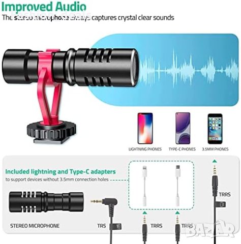 Нов Комплект за видео заснемане със смартфон с адаптери Lightning и Type-C Трипод Стойка, снимка 6 - Друга електроника - 42314745