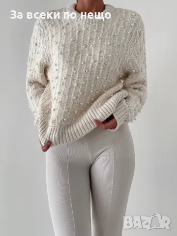 Дамска блуза с перли фино плетиво Код A153, снимка 3 - Блузи с дълъг ръкав и пуловери - 47553267