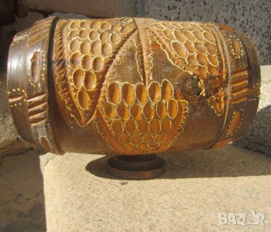 Малки буренца и Старо дървено буре бъчва бъчонка бъкел бъклица дърворезба, снимка 2 - Антикварни и старинни предмети - 28883935