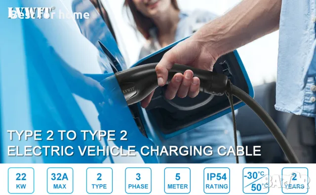 Кабел за зареждане LVWIT Type 2, 22KW, 32 A, снимка 11 - Аксесоари и консумативи - 48454730