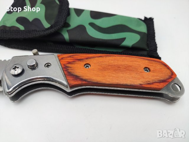 Нож сгъваем стоманен с дървена дръжка , снимка 4 - Ножове - 39757347