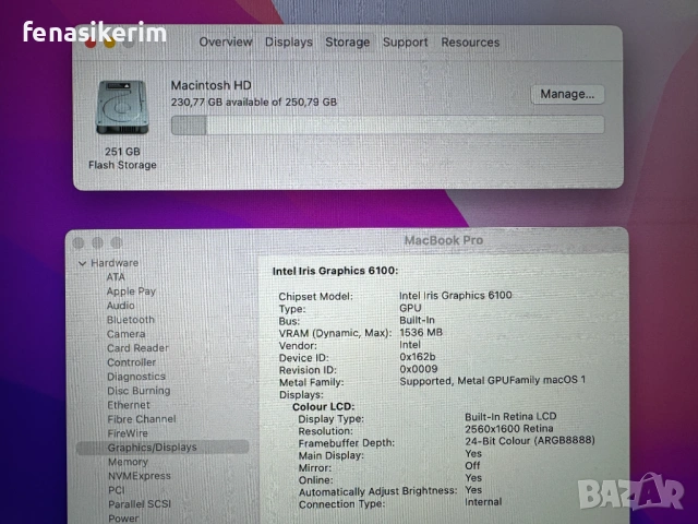 13.3' Retina Apple MacBook Pro 2015 Core i5 16GB RAM/256GB SSD/Бат 6ч, снимка 7 - Лаптопи за работа - 54119920