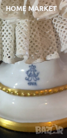 Volkstedt Фолкщед Germany  Curca 1945 (Älteste Volkstedter Porzellanmanufaktur) Dresden Lace , снимка 13 - Антикварни и старинни предмети - 52939094