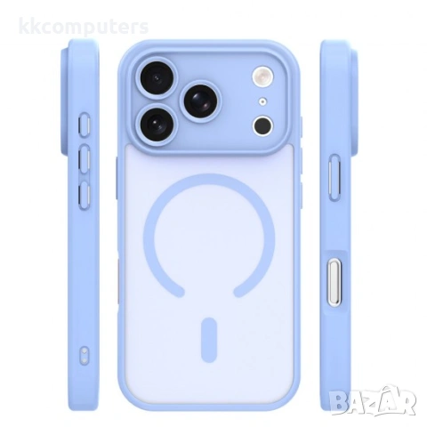 Кейс Mag Matt с отвори за камерите за iPhone 17 Pro Max (6.9) светлосин и Протектор, снимка 2 - Калъфи, кейсове - 54156213