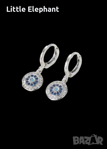 -100 лв Sale Висящи обеци"Devils eye,blue and white"/нови