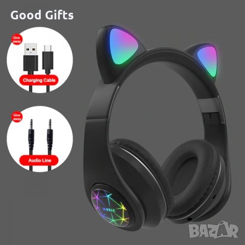 БЕЗЖИЧНИ СЛУШАЛКИ КОТЕШКИ УШИ CAT EAR M2, снимка 5 - Bluetooth слушалки - 35488287