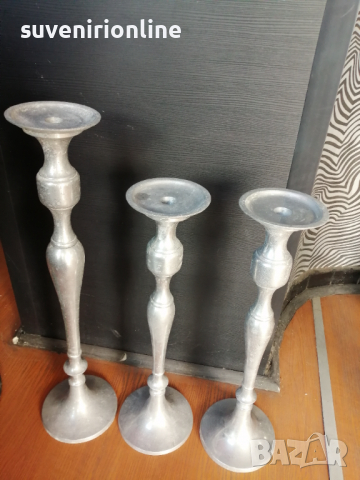 Тройка старинни свещници , снимка 4 - Декорация за дома - 36531079