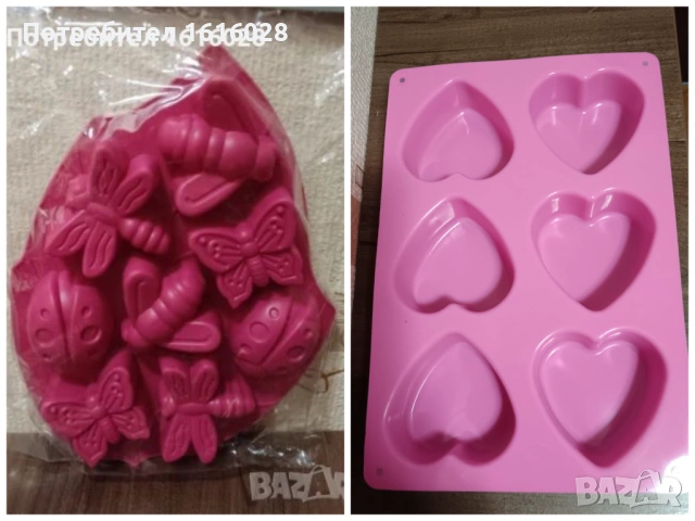 Силиконови молде с пеперуди,калинки и сърца.