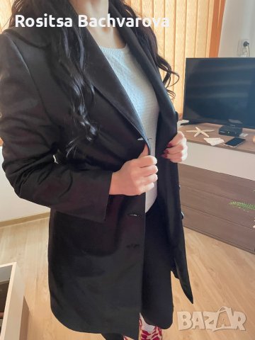 Черно кожено манто, размер М, снимка 1