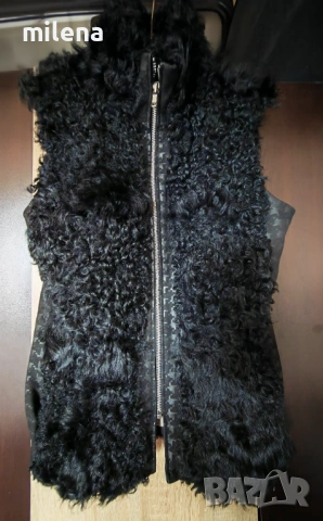 Черен елек от естествена кожа