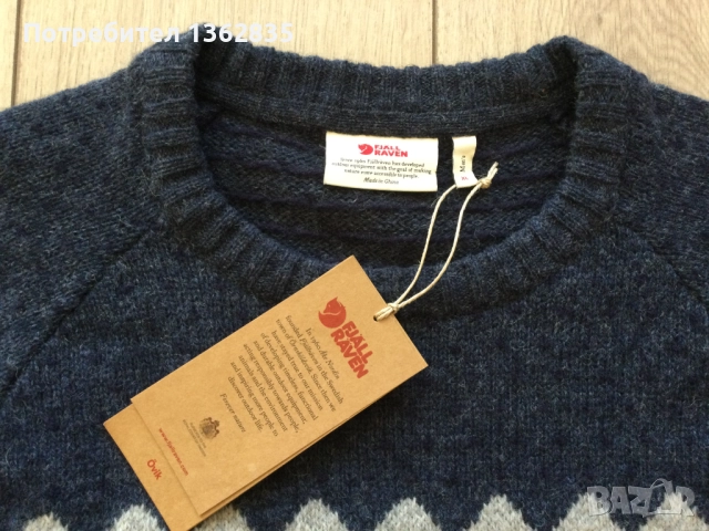 НОВ оригинален син вълнен пуловер FJALLRAVEN размер XL от Германия, снимка 4 - Пуловери - 52942797