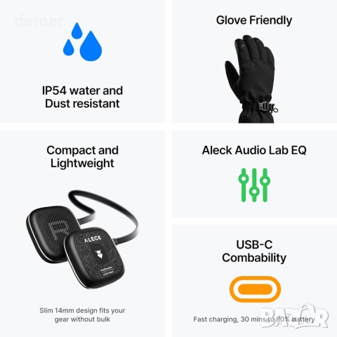 ALECK Snow Series Pro Универсални безжични Bluetooth слушалки за ски, снимка 2 - Bluetooth слушалки - 52710026