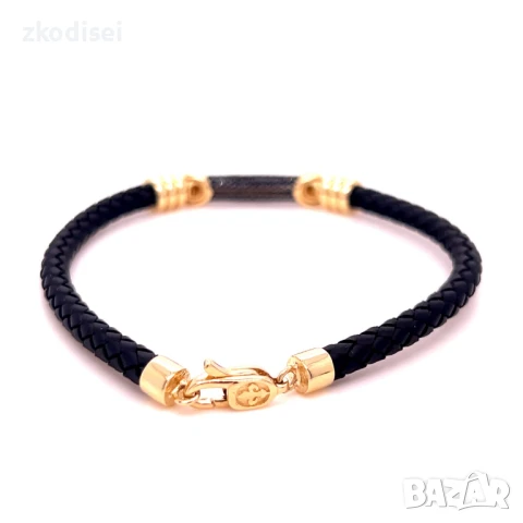 Златна гривна с кожа 7,47гр. 20,0см. 14кр. проба:585 модел:33727-5, снимка 2 - Гривни - 51402560