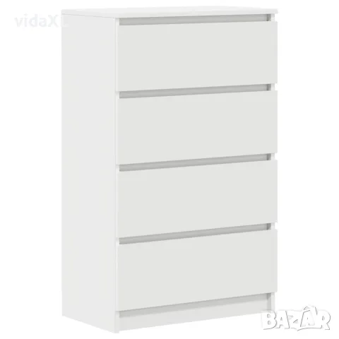 vidaXL Сайдборд, бял, 60x35x98,5 см, инженерно дърво