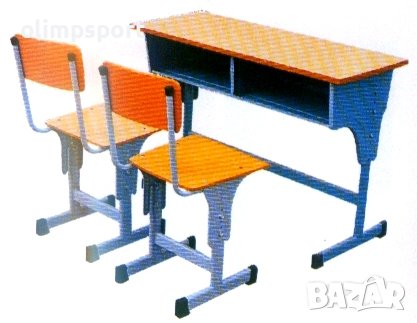 Двоен ученически чин със столове. Метална конструкция. 