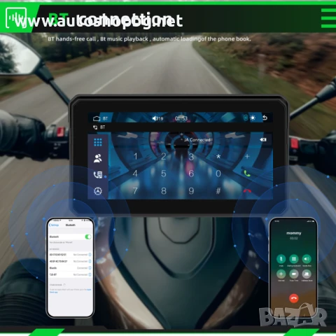  6" Навигация за мотоциклет с Carplay Android Auto,Airplay BT, Type-C, SWC камера Водоустойчива, снимка 3 - Аксесоари и консумативи - 51002916