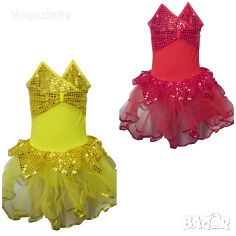 Детско танцувално (балетно) трико с връзки и пайети, снимка 1