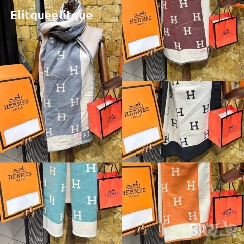 шалове 100% Кашмир 2 лица hermes, снимка 3 - Шалове - 52240827
