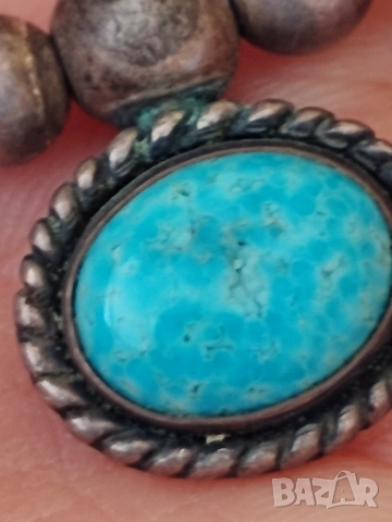 Старо сребърно колие с тюркоаз, снимка 2 - Колиета, медальони, синджири - 52631501