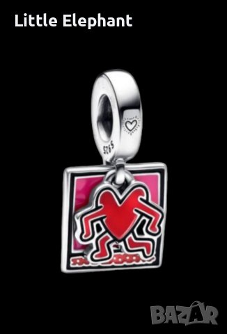 Сребърен висящ елемент Keith Haring™ x Pandora, Walking Heart/нов