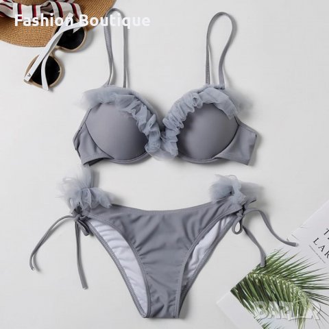 3 цвята! Бански твърда чашка хърбали розов черен сив, снимка 4 - Бански костюми - 32090517