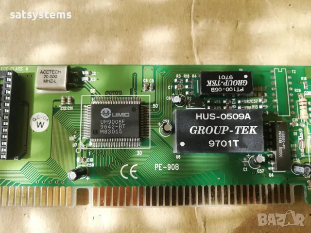 Acorp PE-908 UMC UM9008F 16-Bit ISA Network Controller Card, снимка 7 - Мрежови адаптери - 47961296
