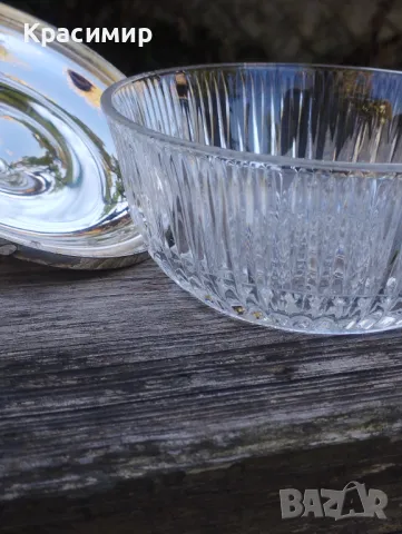 Кристална купа с капак, снимка 7 - Антикварни и старинни предмети - 48050441