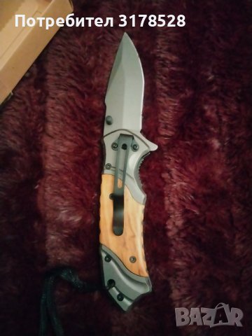 Сгъваем автоматичен нож с дървени чирени, снимка 2 - Ножове - 39608523