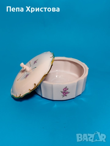 Бонбониера с капак от чехословашки розов порцелан, снимка 3 - Други - 51863071