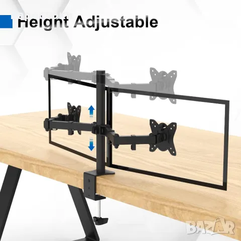 GRIFEMA GB2001-2, Стойка за компютърен монитор с 2 екрана за 13-32 инча, максимално тегло 9 kg, снимка 7 - Монитори - 47570062