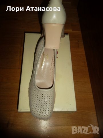 Свеж цвят и класическа визия с дамски обувки на среден ток с перфорация, снимка 3 - Дамски обувки на ток - 30408823