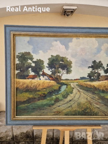 Масло картина автор пейзаж платно рамка , снимка 5 - Картини - 51558481