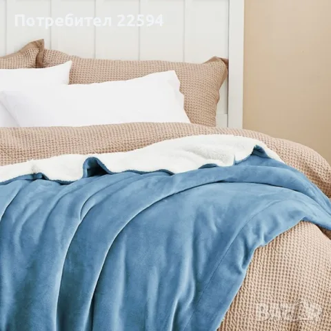 BEDSURE поларено одеяло , дебело одеяло за диван – Светлосин 150 x 200 cm, снимка 5 - Олекотени завивки и одеяла - 55964277